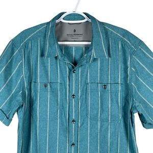 Royal Robbins Vented Outdoor Shirt Mens L Blue Striped S/S Button Up Nylon‎ Hike